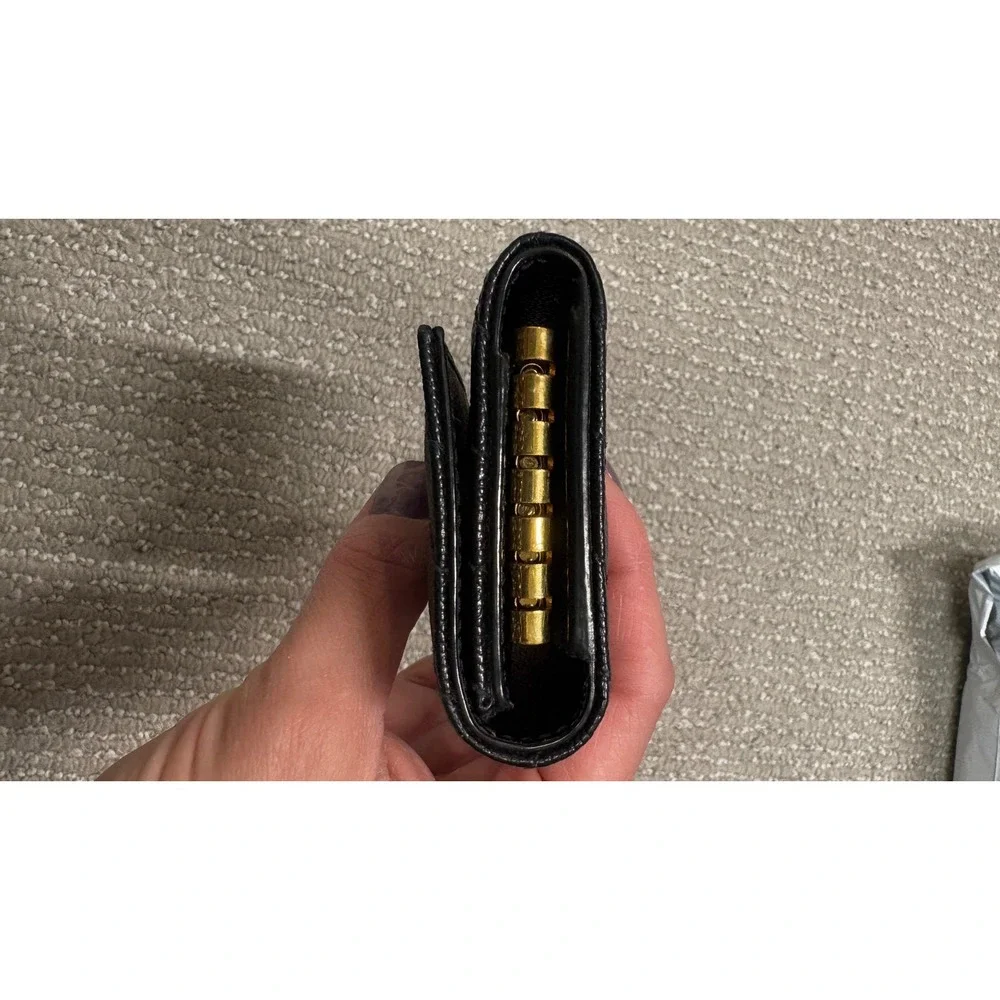 Saint Laurent Cassandre Slim Key Case Black Grain de Poudre Leather Gold YSL